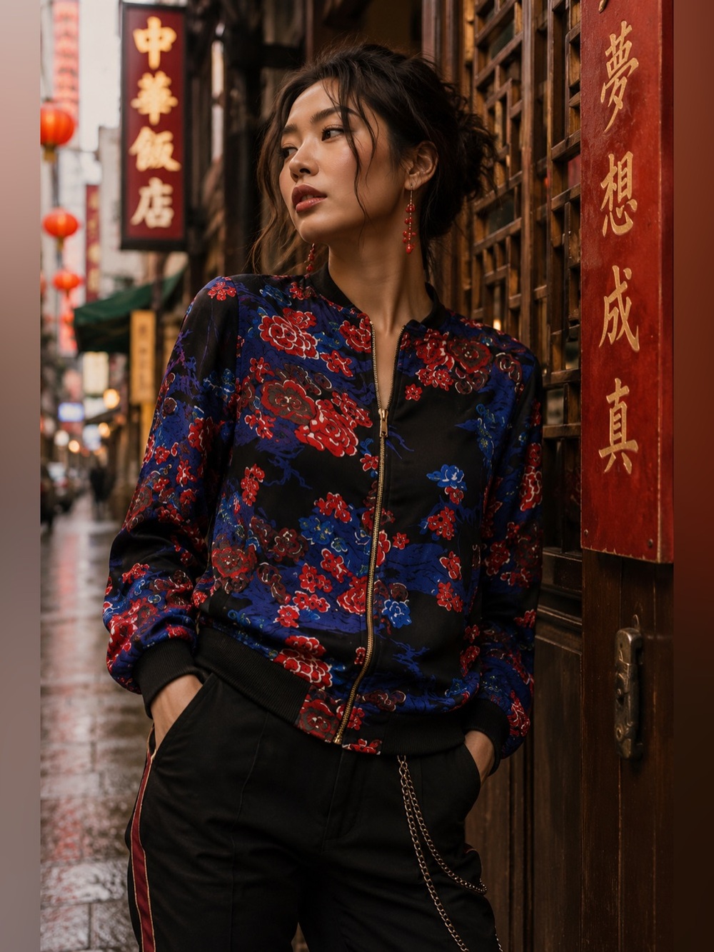 French Connection size 4 floral Fast Shanghai Dream Jacket Floral bomber